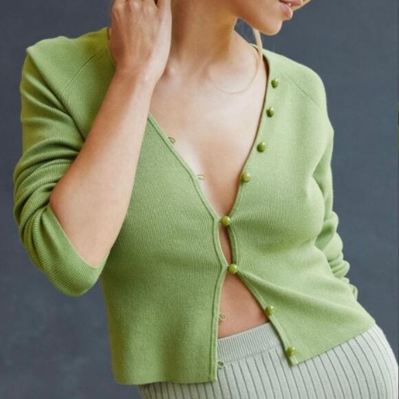 Anthropologie Maeve Isabella Cropped Cardigan Sweater XS Button Front 90s Y2K - Picture 1 of 9
